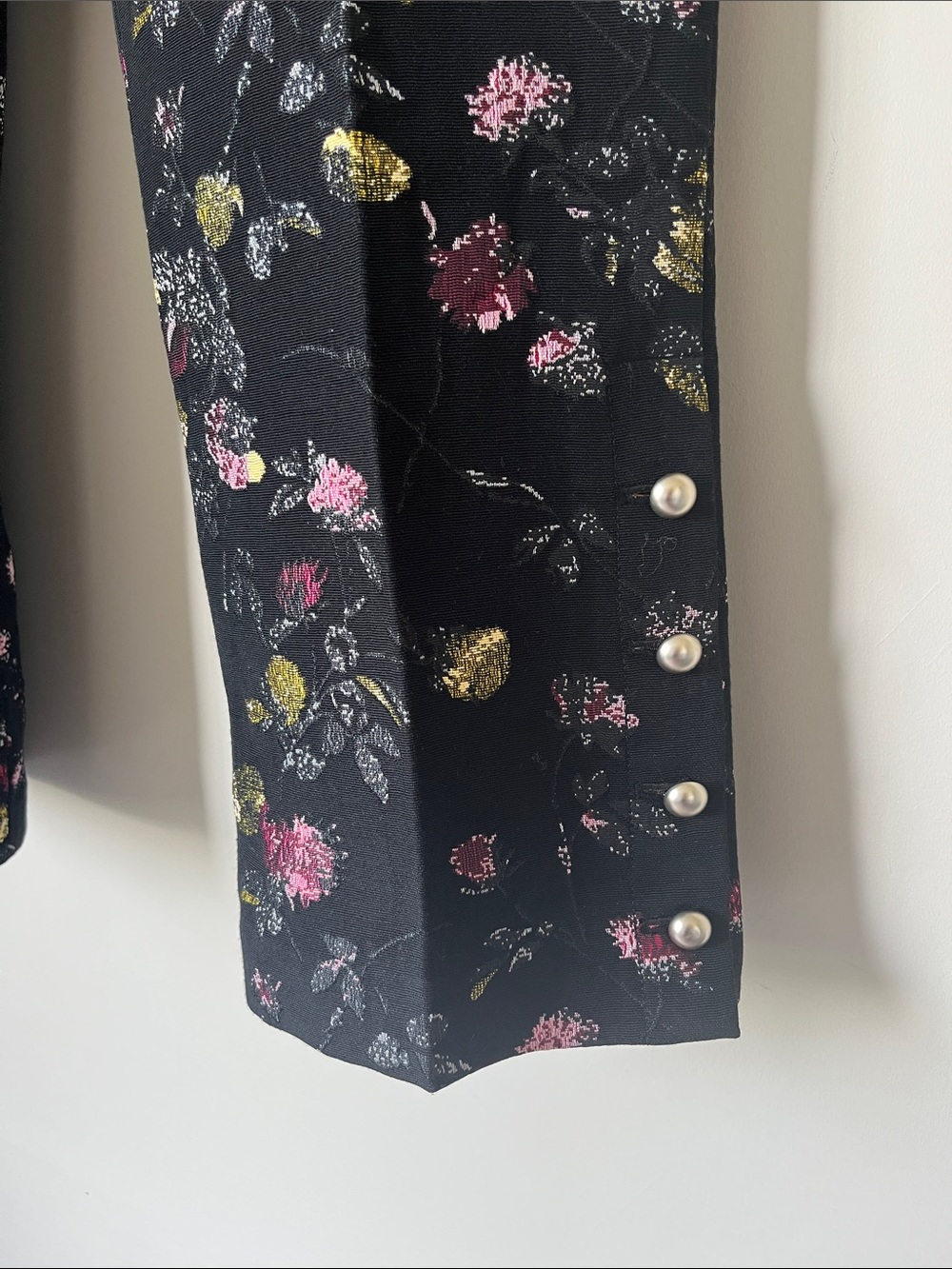 CLUB MONACO Black Metallic Floral Jacquard Straight Leg Trousers High Rise 6 - Picture 3 of 10